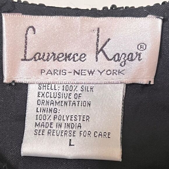 Laurence Kasar Women’s Vintage Sequin Beaded 100% Silk Black Evening Jacket  L - Picture 8 of 9
